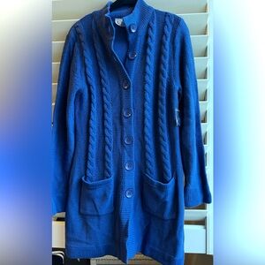 L E A Apparel - Medium - Blue Sweater - Long Cardigan NWT - Button incl